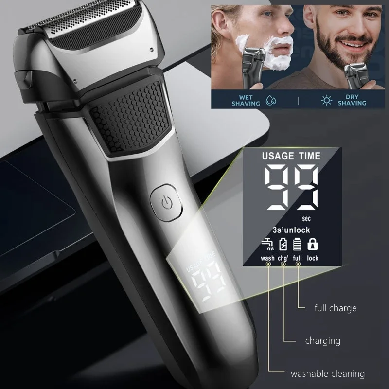 Kemei Men's Electric Shaver Facial Beard Wet & Dry Shaver Rechargeable Professional Razor Shaving Machine