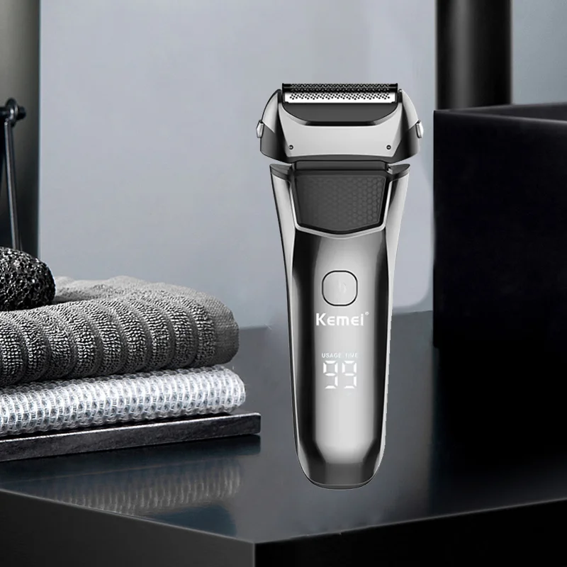 Kemei Men's Electric Shaver Facial Beard Wet & Dry Shaver Rechargeable Professional Razor Shaving Machine