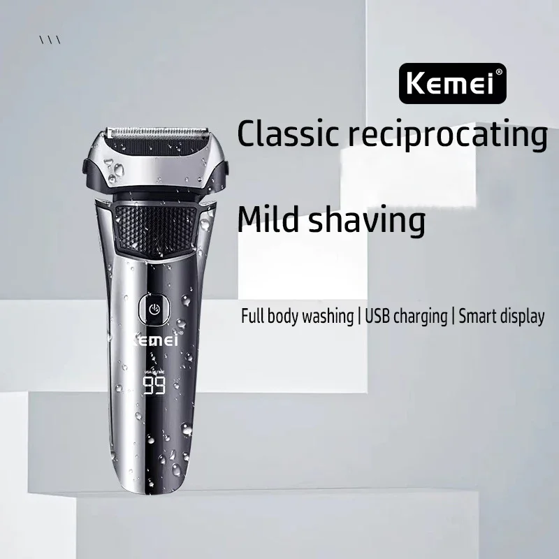 Kemei Men's Electric Shaver Facial Beard Wet & Dry Shaver Rechargeable Professional Razor Shaving Machine