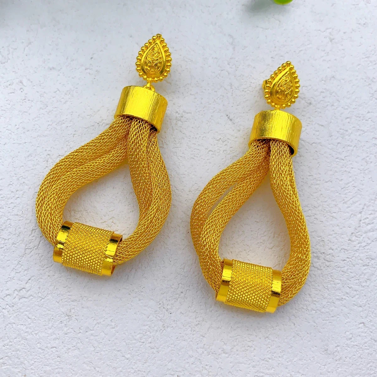 Luxury Ethiopian Multilayer 24k Gold Color Jewelry Set For Women Wedding Dubai Necklace And Earrings Sets Indian Bridal