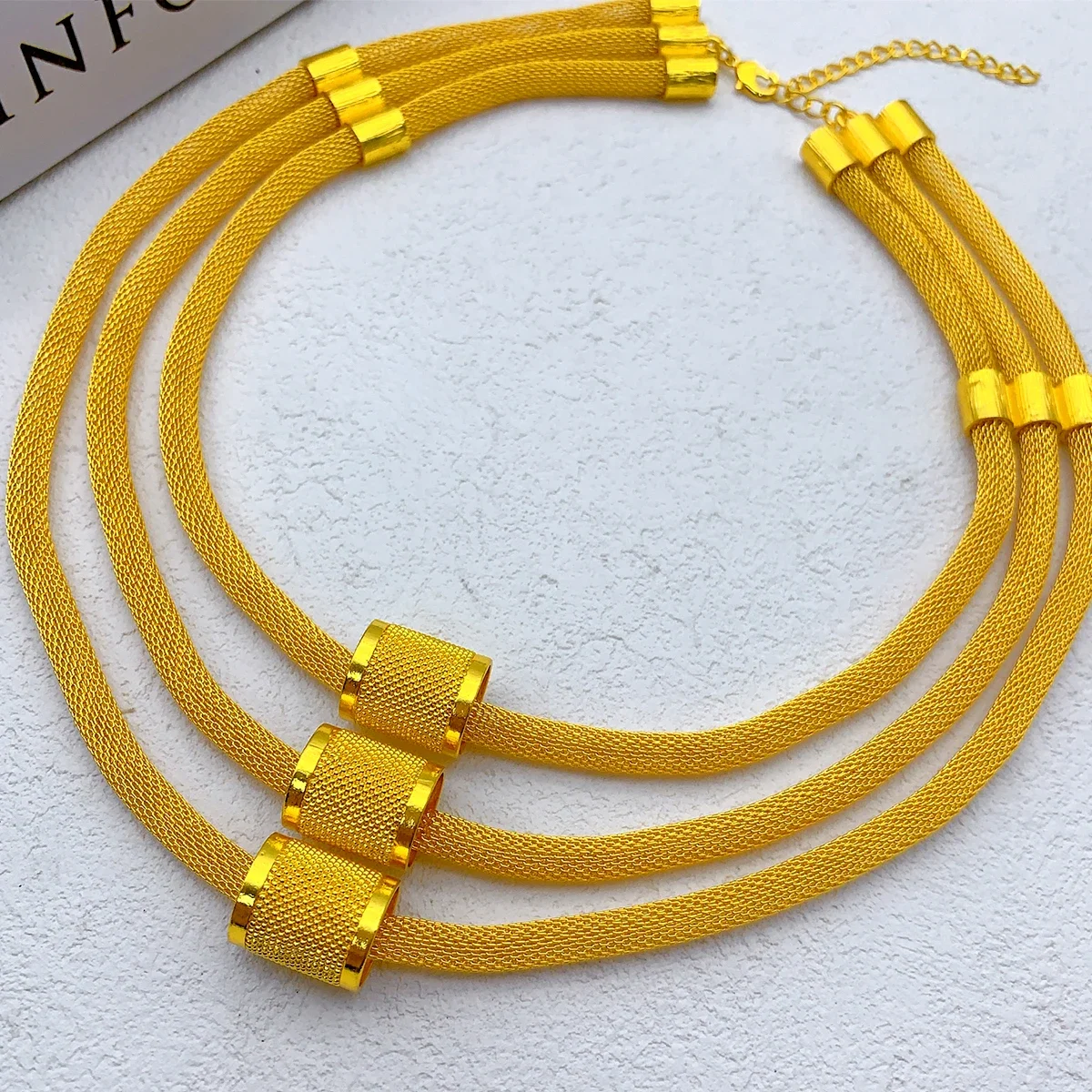 Luxury Ethiopian Multilayer 24k Gold Color Jewelry Set For Women Wedding Dubai Necklace And Earrings Sets Indian Bridal