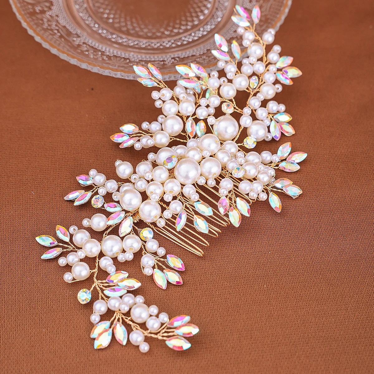 Wedding Alloy Pearl Hair Comb Jewelry Girls Handmade Hairpin Hair Comb Bridal Tiaras Wedding Hair Accessory Jewelry Gift