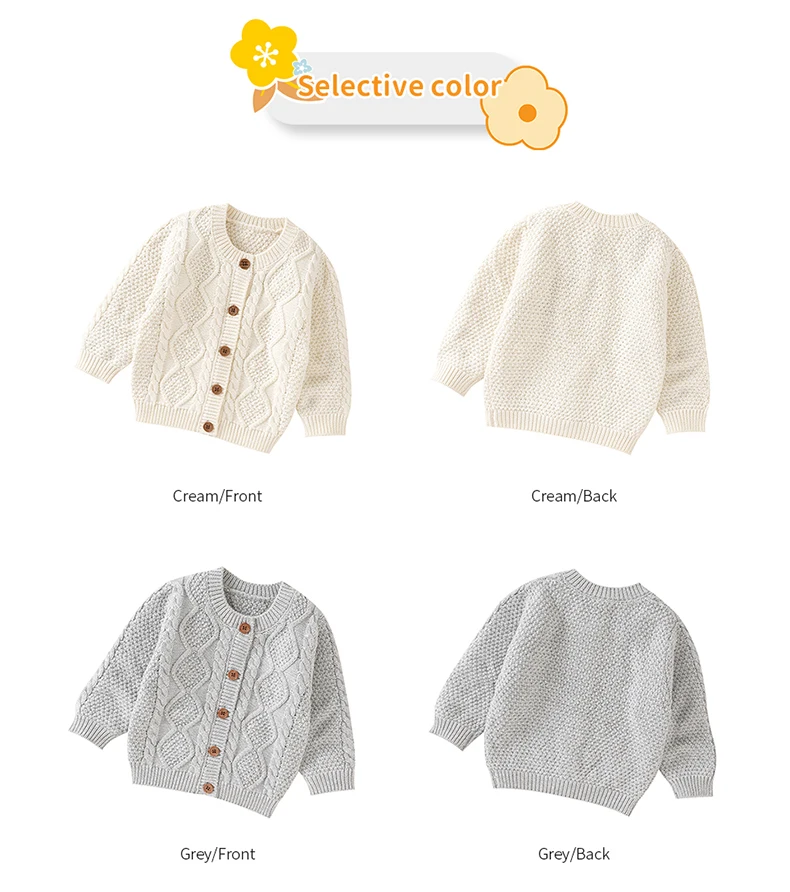 Baby Sweater Cotton Knitted Newborn Kid Clothing Fashion Solid Tops Outerwear Infant Girls Boys Cardigan Long Sleeve Autumn 0-3Y