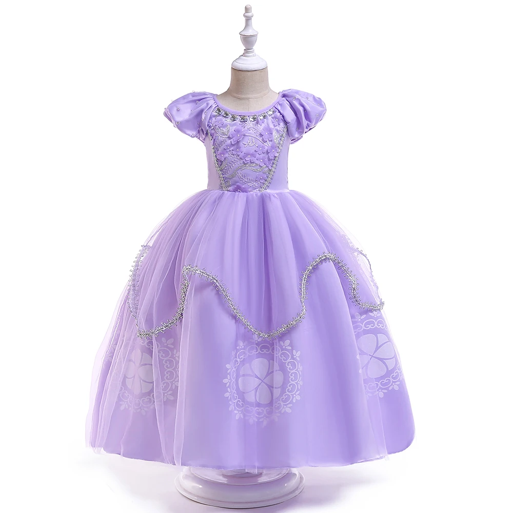 Girls Frozen Purple Sophia Rapunzel Princess Gown Kids Cosplay Sofia Dresses Birthday Carnival Clothing For Girl Children Wear