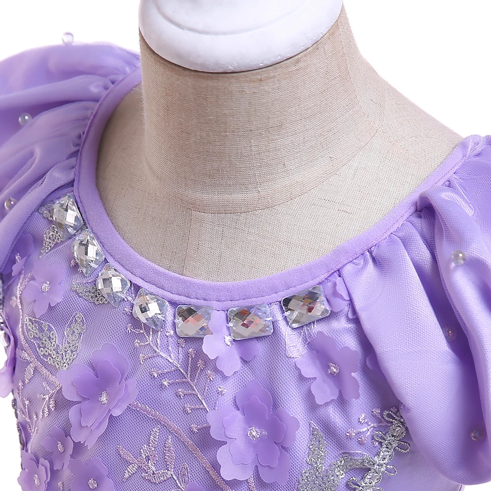 Girls Frozen Purple Sophia Rapunzel Princess Gown Kids Cosplay Sofia Dresses Birthday Carnival Clothing For Girl Children Wear