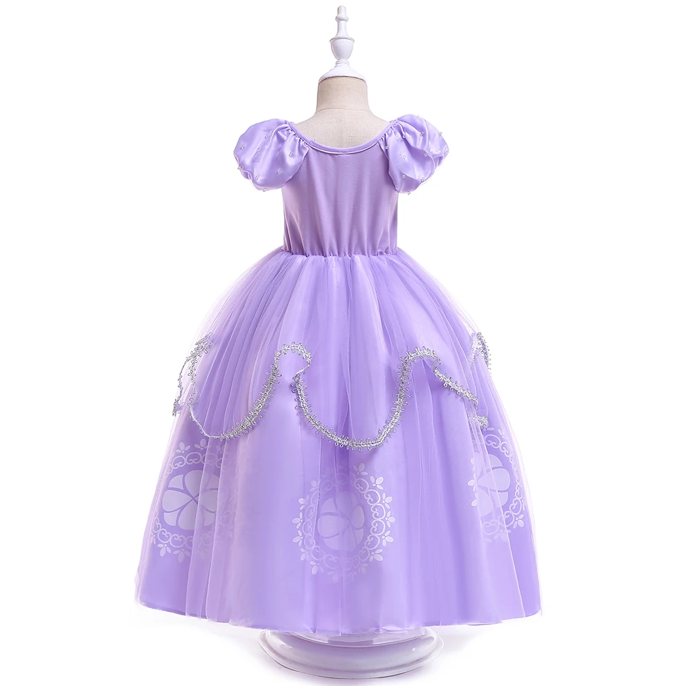 Girls Frozen Purple Sophia Rapunzel Princess Gown Kids Cosplay Sofia Dresses Birthday Carnival Clothing For Girl Children Wear
