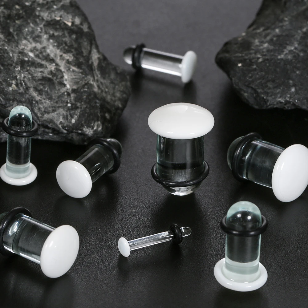 Casvort Pyrex Glass Dead Plugs 14G-00g Comfy Ear Gauges Tunnels Expander 0.5mm Increments Piercing Body Jewelry Stretching Kit