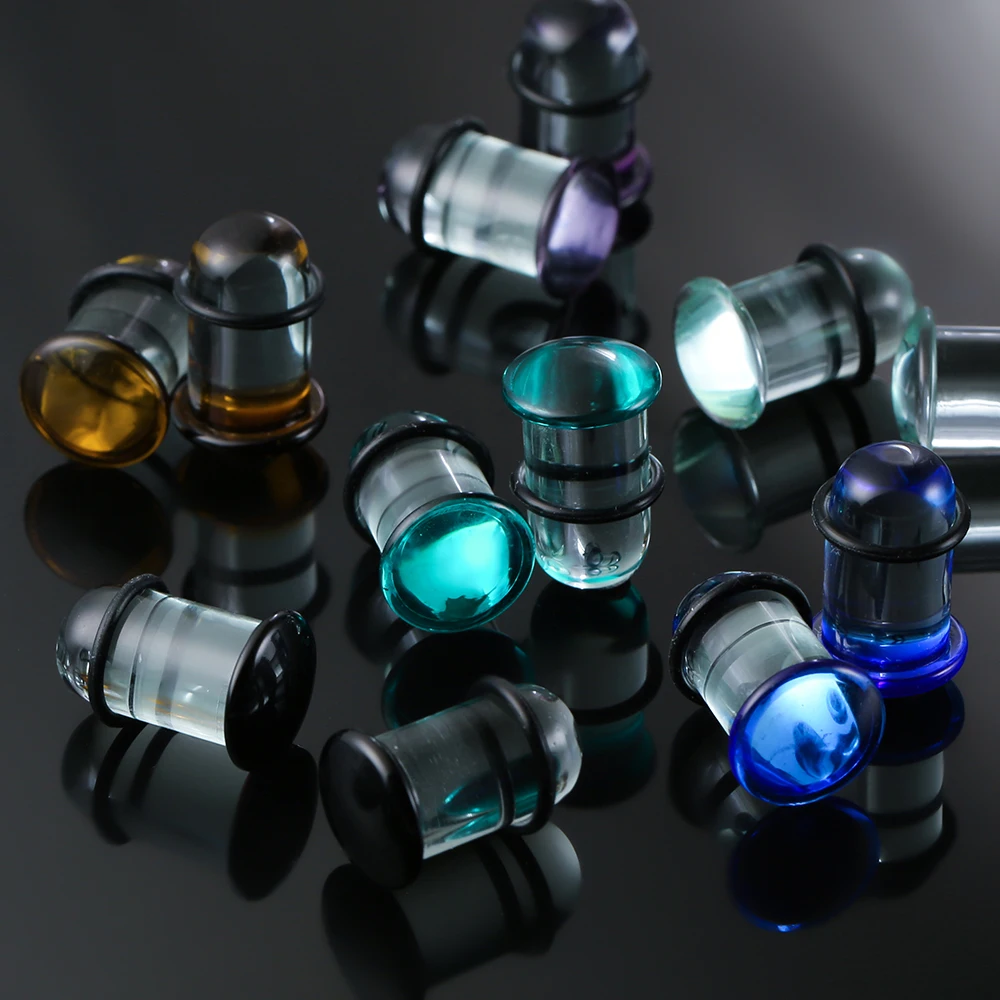 Casvort Pyrex Glass Dead Plugs 14G-00g Comfy Ear Gauges Tunnels Expander 0.5mm Increments Piercing Body Jewelry Stretching Kit