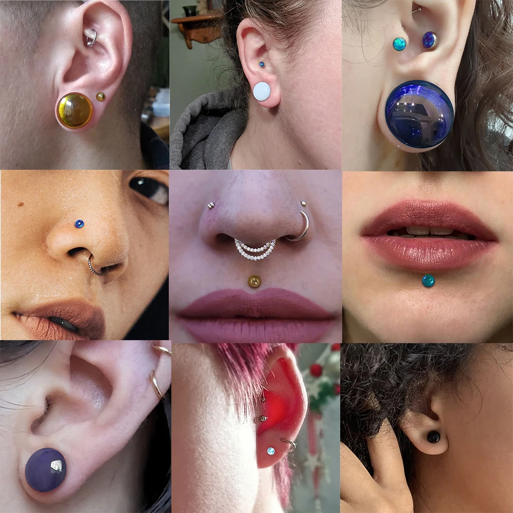 Casvort Pyrex Glass Dead Plugs 14G-00g Comfy Ear Gauges Tunnels Expander 0.5mm Increments Piercing Body Jewelry Stretching Kit
