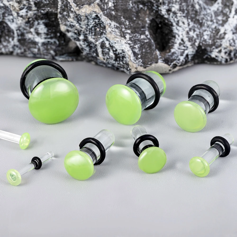 10/16/18pc Glass Ear Gauges Stretching Kit Short Taper Expander Comfy Dead Stretching Plugs with Rubber Rings Crazy Body Jewelry