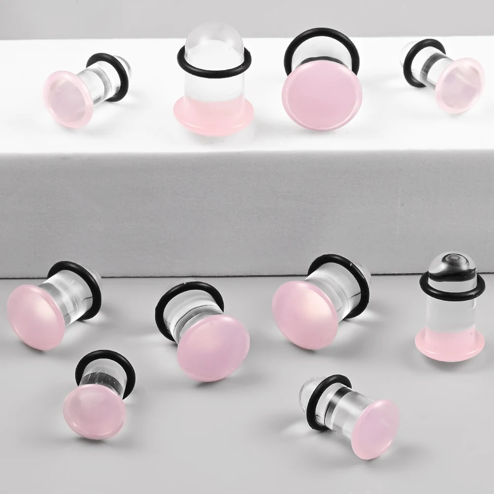 10/16/18pc Glass Ear Gauges Stretching Kit Short Taper Expander Comfy Dead Stretching Plugs with Rubber Rings Crazy Body Jewelry