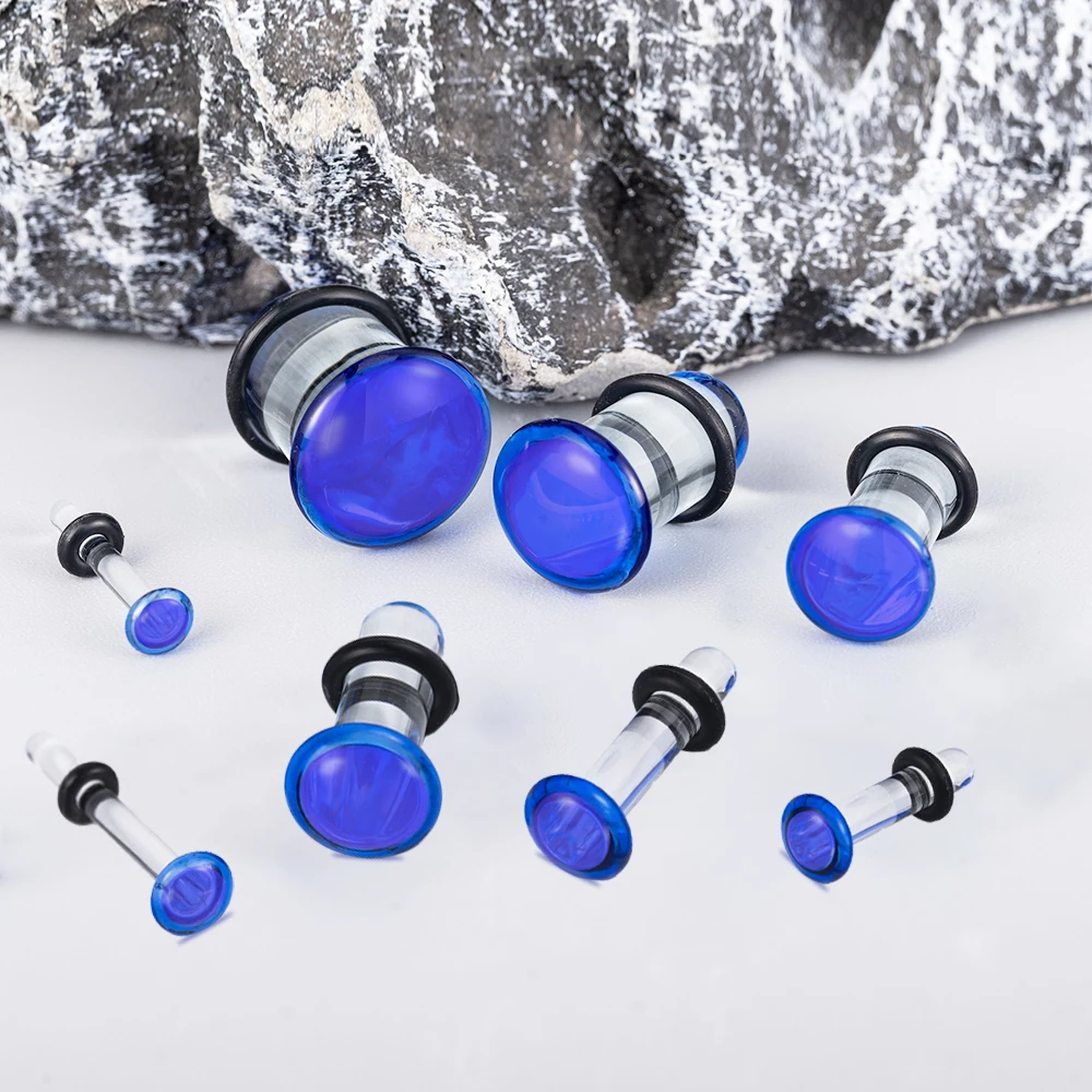 10/16/18pc Glass Ear Gauges Stretching Kit Short Taper Expander Comfy Dead Stretching Plugs with Rubber Rings Crazy Body Jewelry