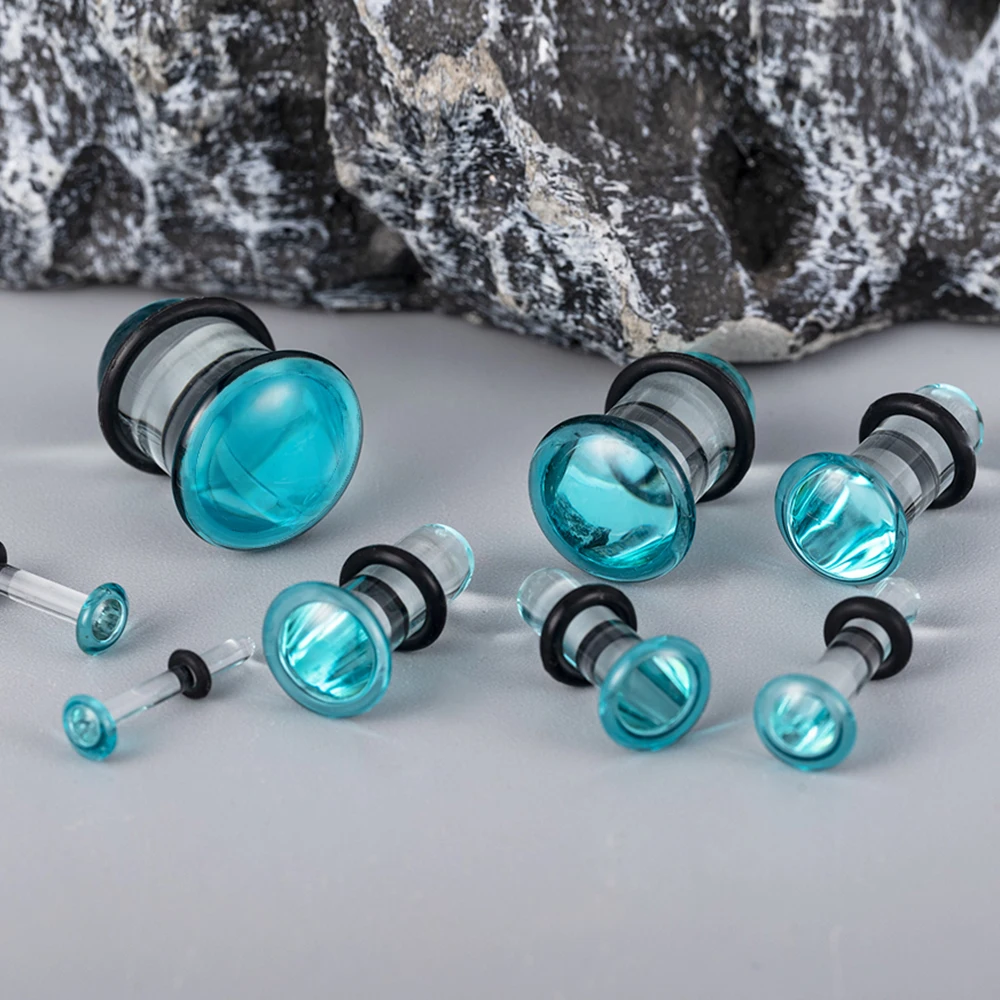 10/16/18pc Glass Ear Gauges Stretching Kit Short Taper Expander Comfy Dead Stretching Plugs with Rubber Rings Crazy Body Jewelry