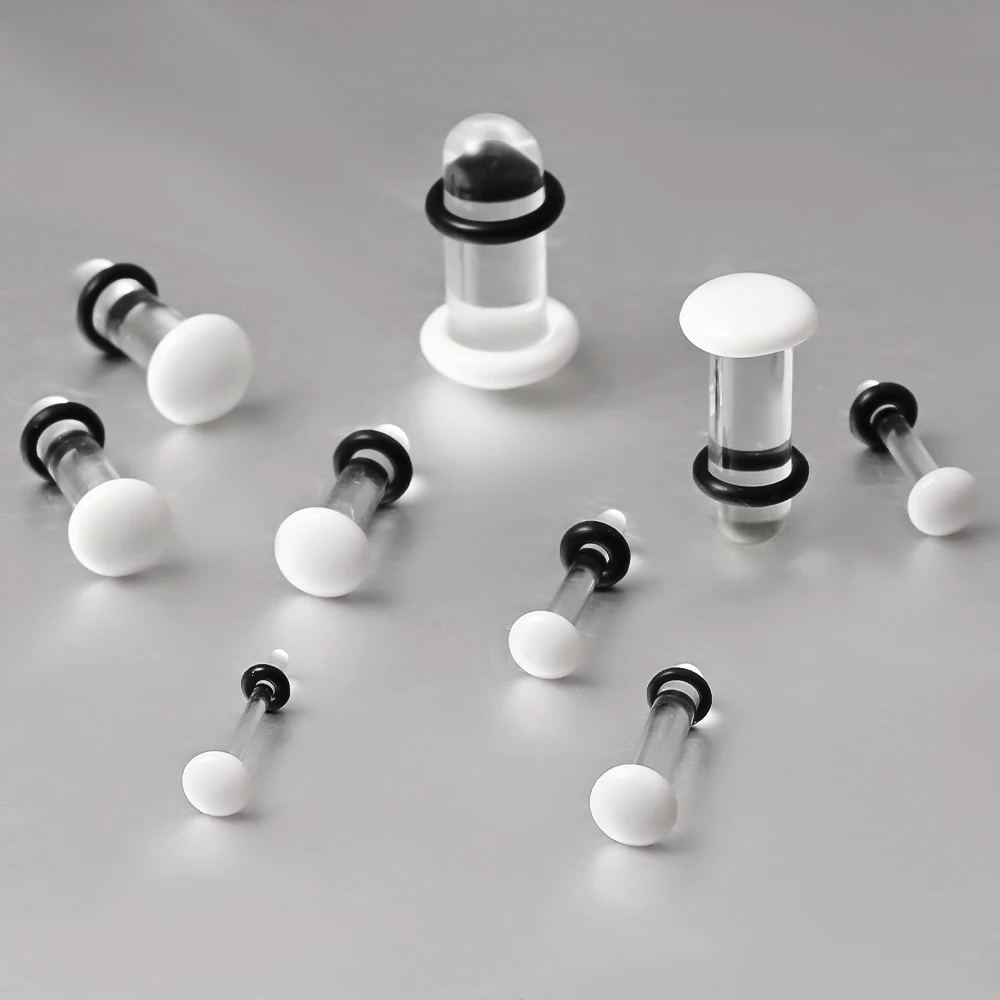 10/16/18pc Glass Ear Gauges Stretching Kit Short Taper Expander Comfy Dead Stretching Plugs with Rubber Rings Crazy Body Jewelry