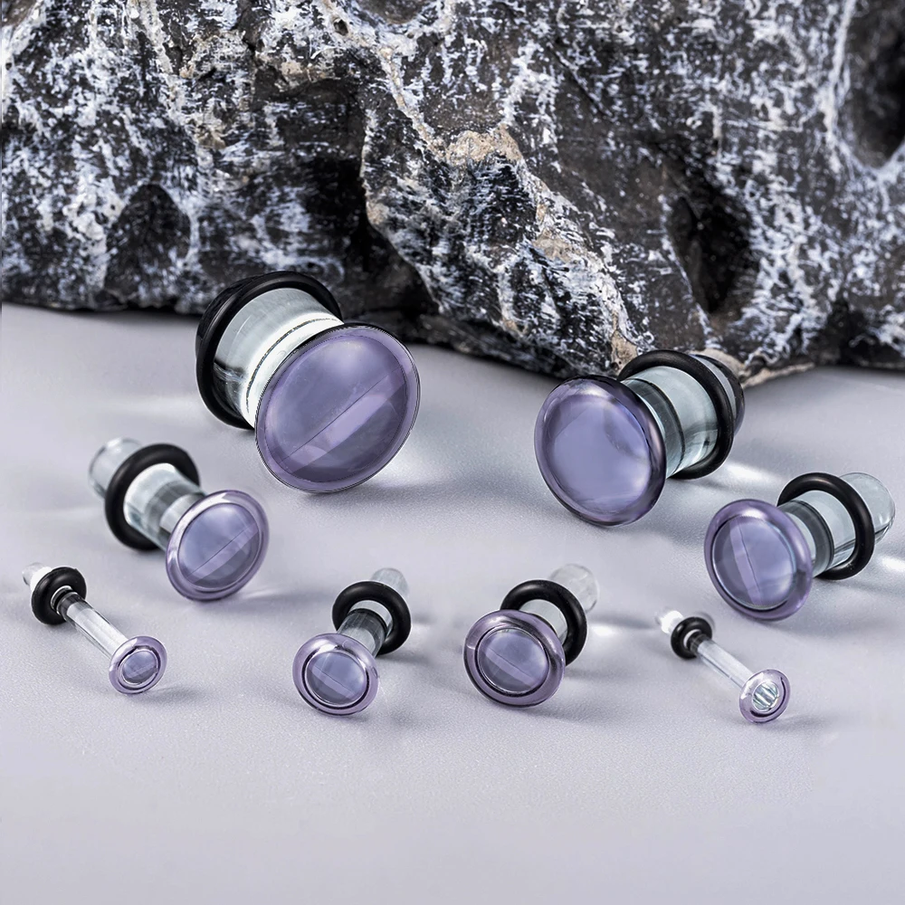 10/16/18pc Glass Ear Gauges Stretching Kit Short Taper Expander Comfy Dead Stretching Plugs with Rubber Rings Crazy Body Jewelry
