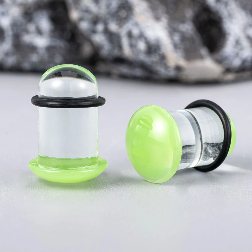 10/16/18pc Glass Ear Gauges Stretching Kit Short Taper Expander Comfy Dead Stretching Plugs with Rubber Rings Crazy Body Jewelry