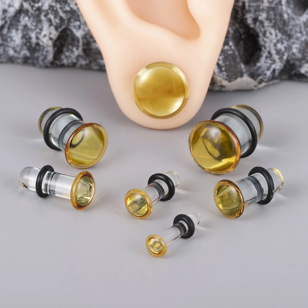 10/16/18pc Glass Ear Gauges Stretching Kit Short Taper Expander Comfy Dead Stretching Plugs with Rubber Rings Crazy Body Jewelry