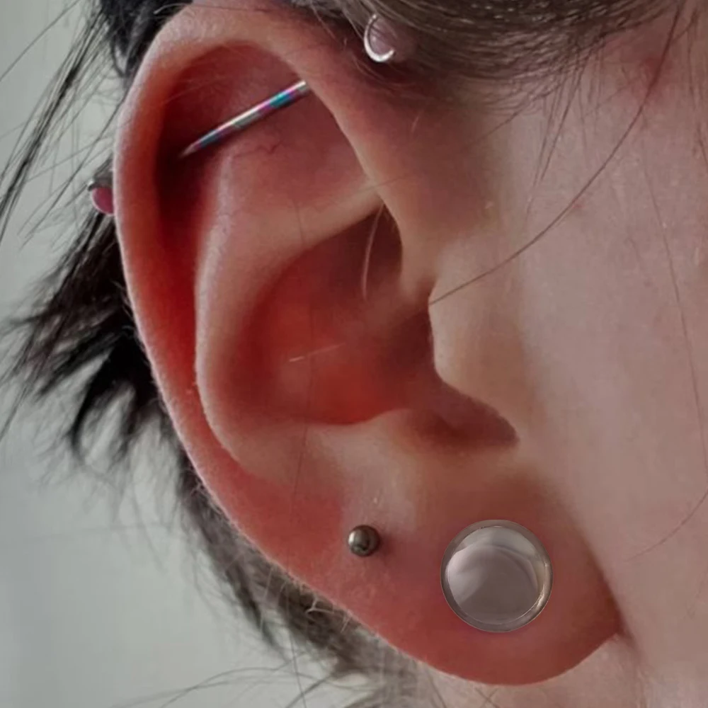 10/16/18pc Glass Ear Gauges Stretching Kit Short Taper Expander Comfy Dead Stretching Plugs with Rubber Rings Crazy Body Jewelry