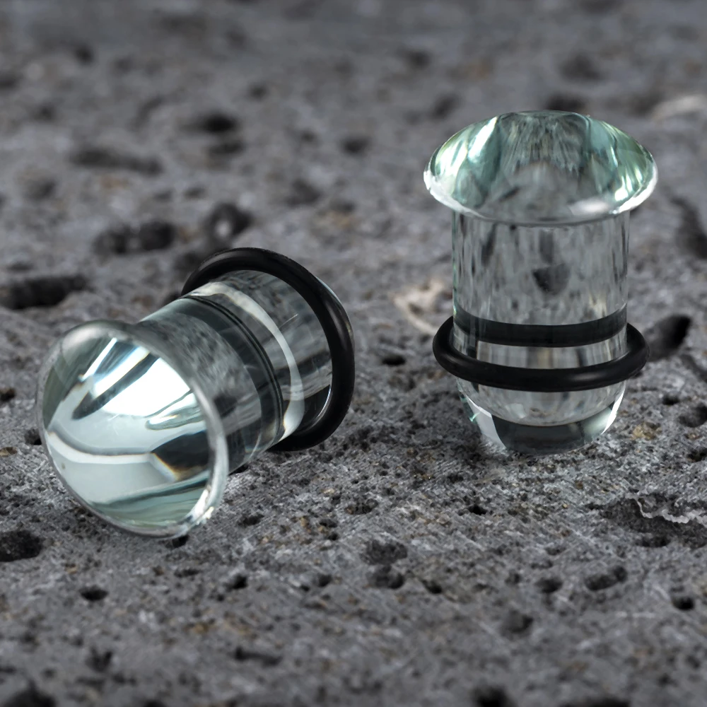 10/16/18pc Glass Ear Gauges Stretching Kit Short Taper Expander Comfy Dead Stretching Plugs with Rubber Rings Crazy Body Jewelry