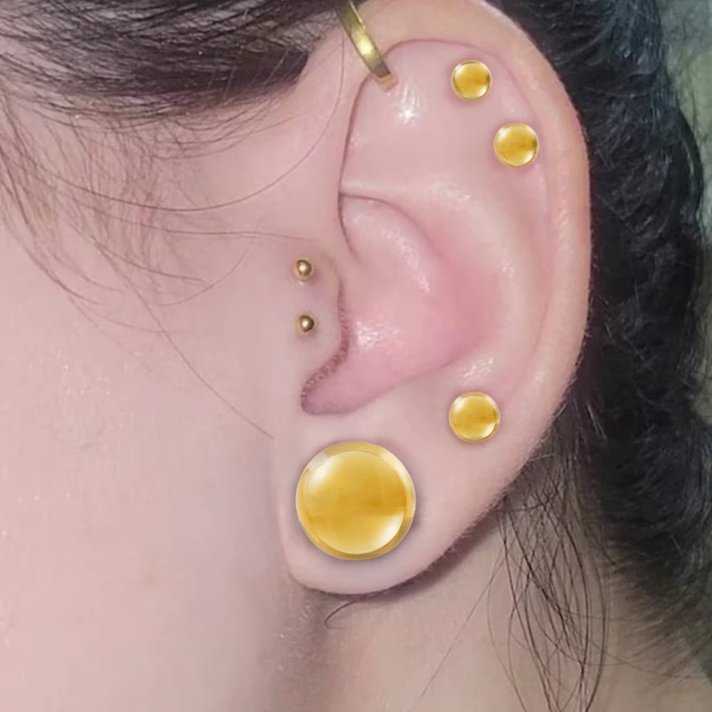 10/16/18pc Glass Ear Gauges Stretching Kit Short Taper Expander Comfy Dead Stretching Plugs with Rubber Rings Crazy Body Jewelry