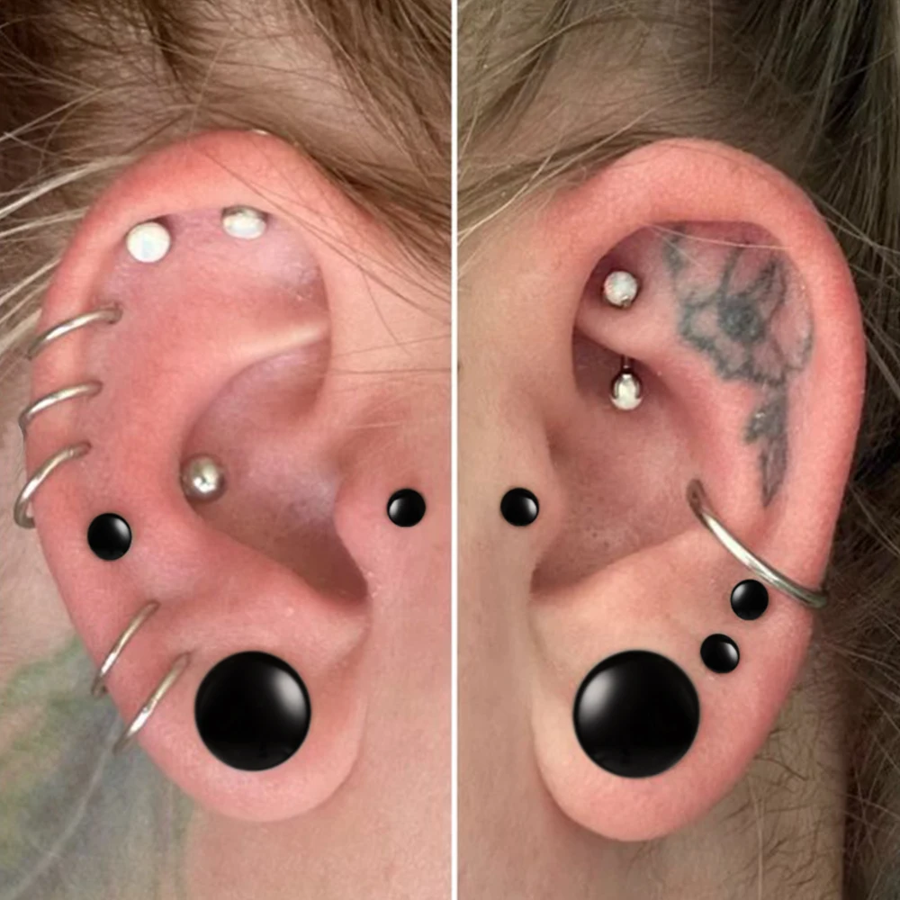 10/16/18pc Glass Ear Gauges Stretching Kit Short Taper Expander Comfy Dead Stretching Plugs with Rubber Rings Crazy Body Jewelry