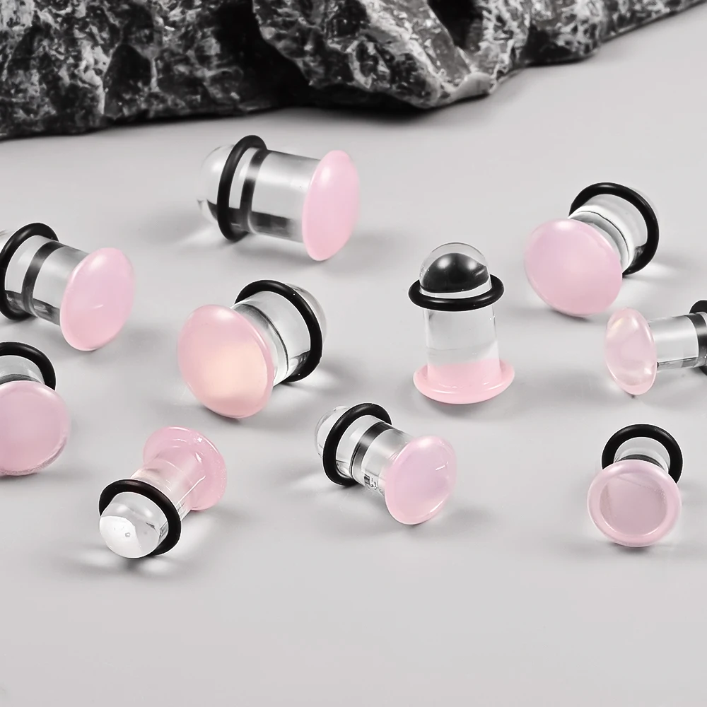 10/16/18pc Glass Ear Gauges Stretching Kit Short Taper Expander Comfy Dead Stretching Plugs with Rubber Rings Crazy Body Jewelry