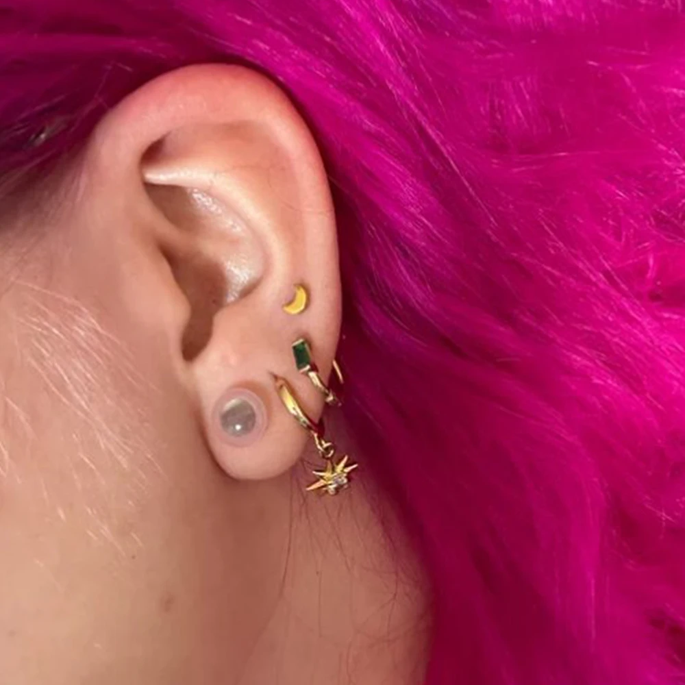 10/16/18pc Glass Ear Gauges Stretching Kit Short Taper Expander Comfy Dead Stretching Plugs with Rubber Rings Crazy Body Jewelry