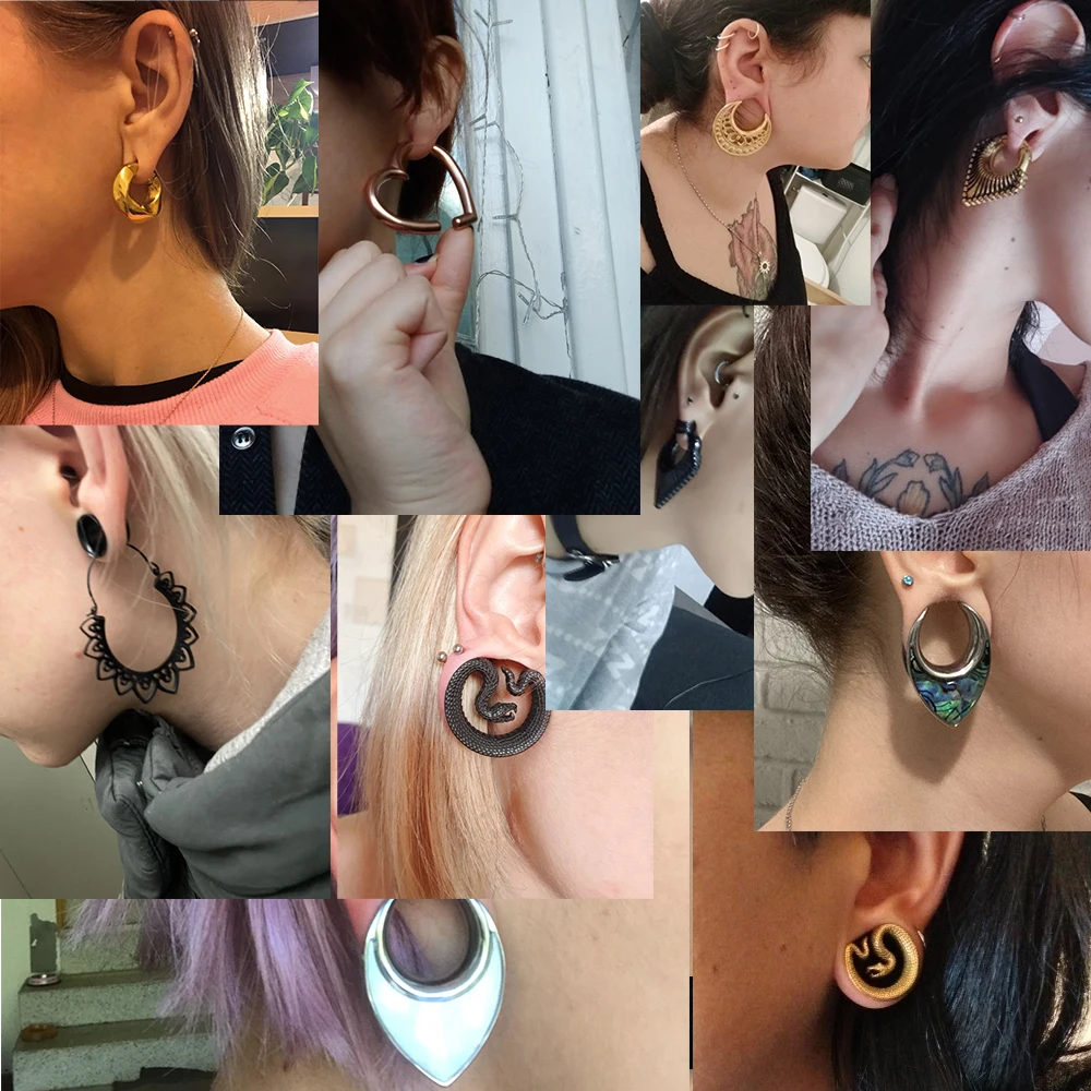 10/16/18pc Glass Ear Gauges Stretching Kit Short Taper Expander Comfy Dead Stretching Plugs with Rubber Rings Crazy Body Jewelry