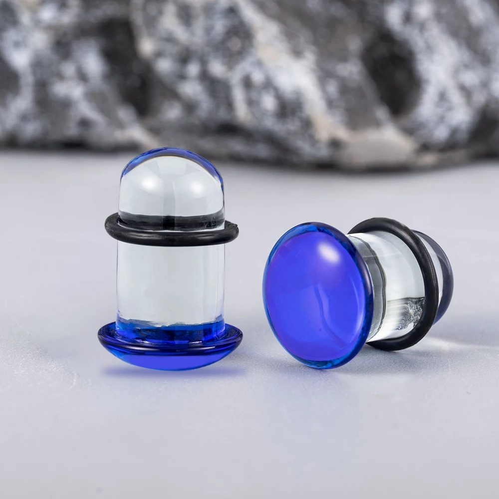10/16/18pc Glass Ear Gauges Stretching Kit Short Taper Expander Comfy Dead Stretching Plugs with Rubber Rings Crazy Body Jewelry