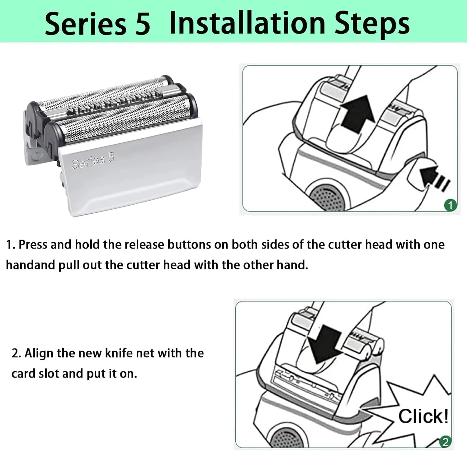 Adapted for Series 5 Shaver Head 52B 52S 5030 5040 5050 5070s Screen Accessories