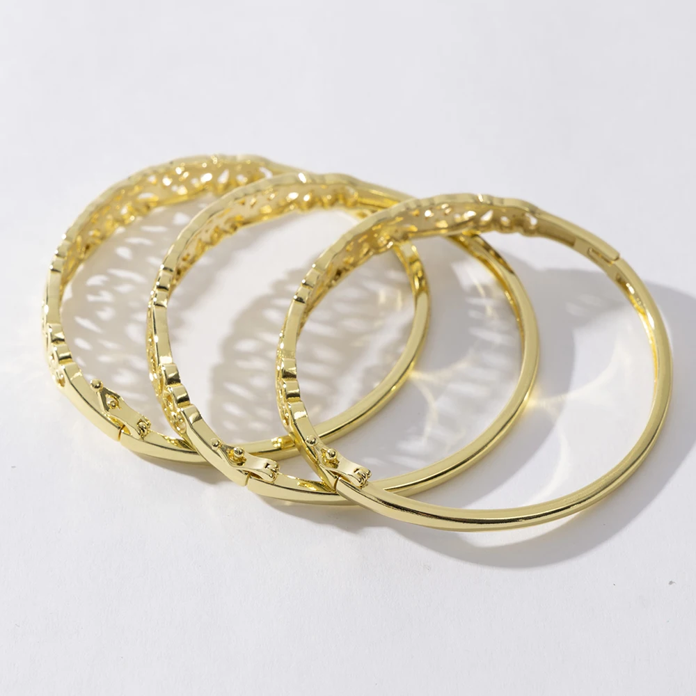 18k Gold Color Jewelry Set for Party Design Earrings and Pendant Necklace Bracelet Ring Set for Engagement