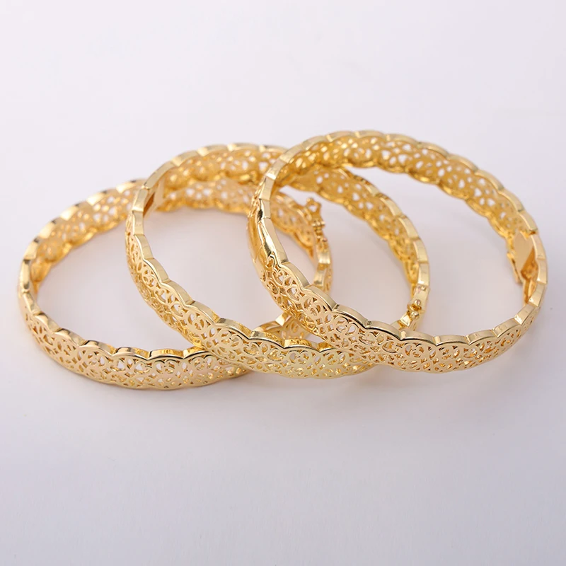 18k Gold Color Jewelry Set for Party Design Earrings and Pendant Necklace Bracelet Ring Set for Engagement