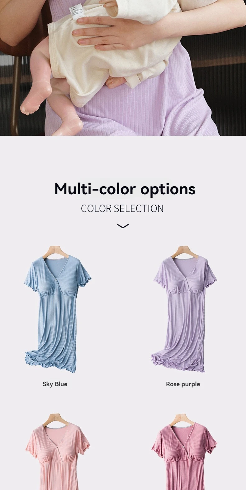 Ladies' Padded Summer Maternity Sleep Dress Thin Postpartum Breastfeeding Home Wear For Comfortable Nursing Pajamas