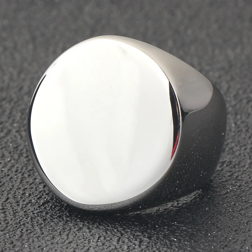 Customized Signet Ring Engrave Name Logo Photo Jewelry Stainless Steel Round Men Women For Family Wedding Personalized Gifts