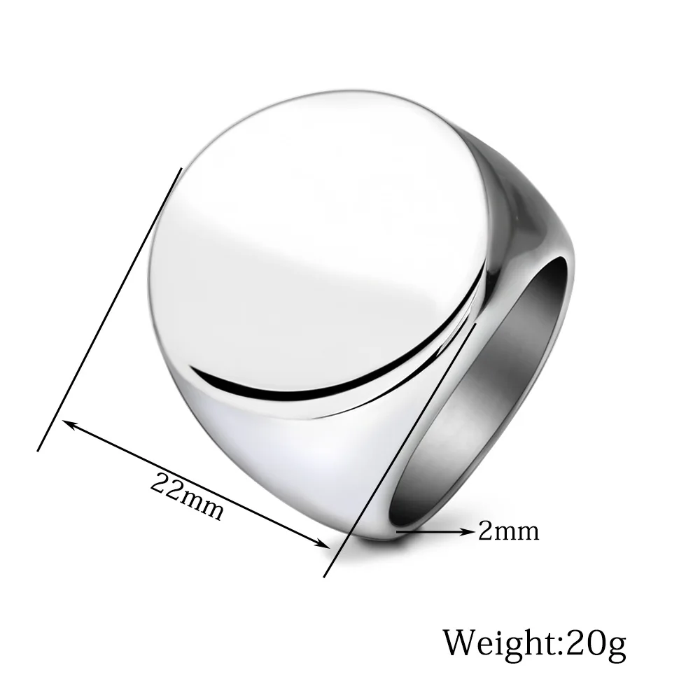 Customized Signet Ring Engrave Name Logo Photo Jewelry Stainless Steel Round Men Women For Family Wedding Personalized Gifts