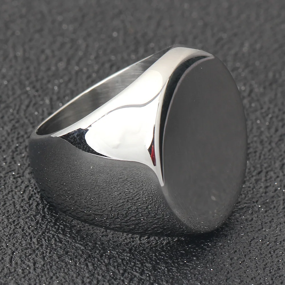 Customized Signet Ring Engrave Name Logo Photo Jewelry Stainless Steel Round Men Women For Family Wedding Personalized Gifts