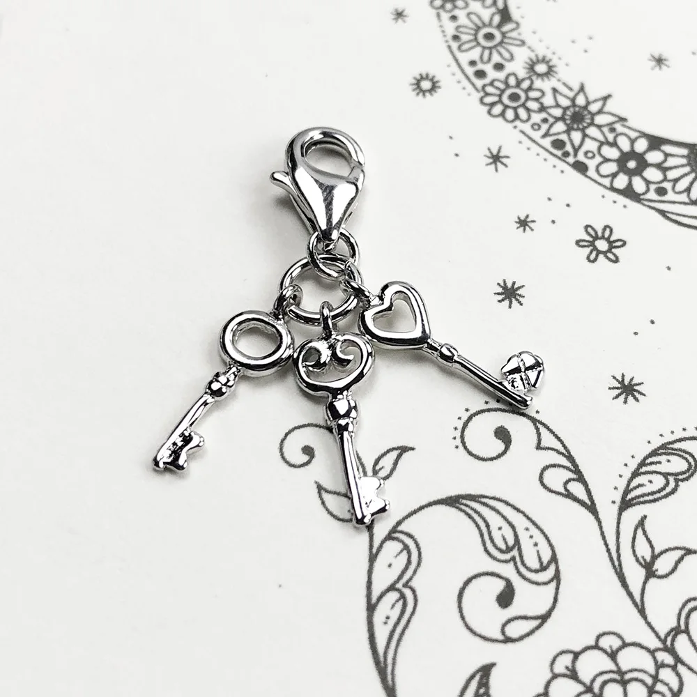 Love Keys Pendant Dangle Charm For Women New 925 Sterling Silver Romantic Fine Jewelry Gift