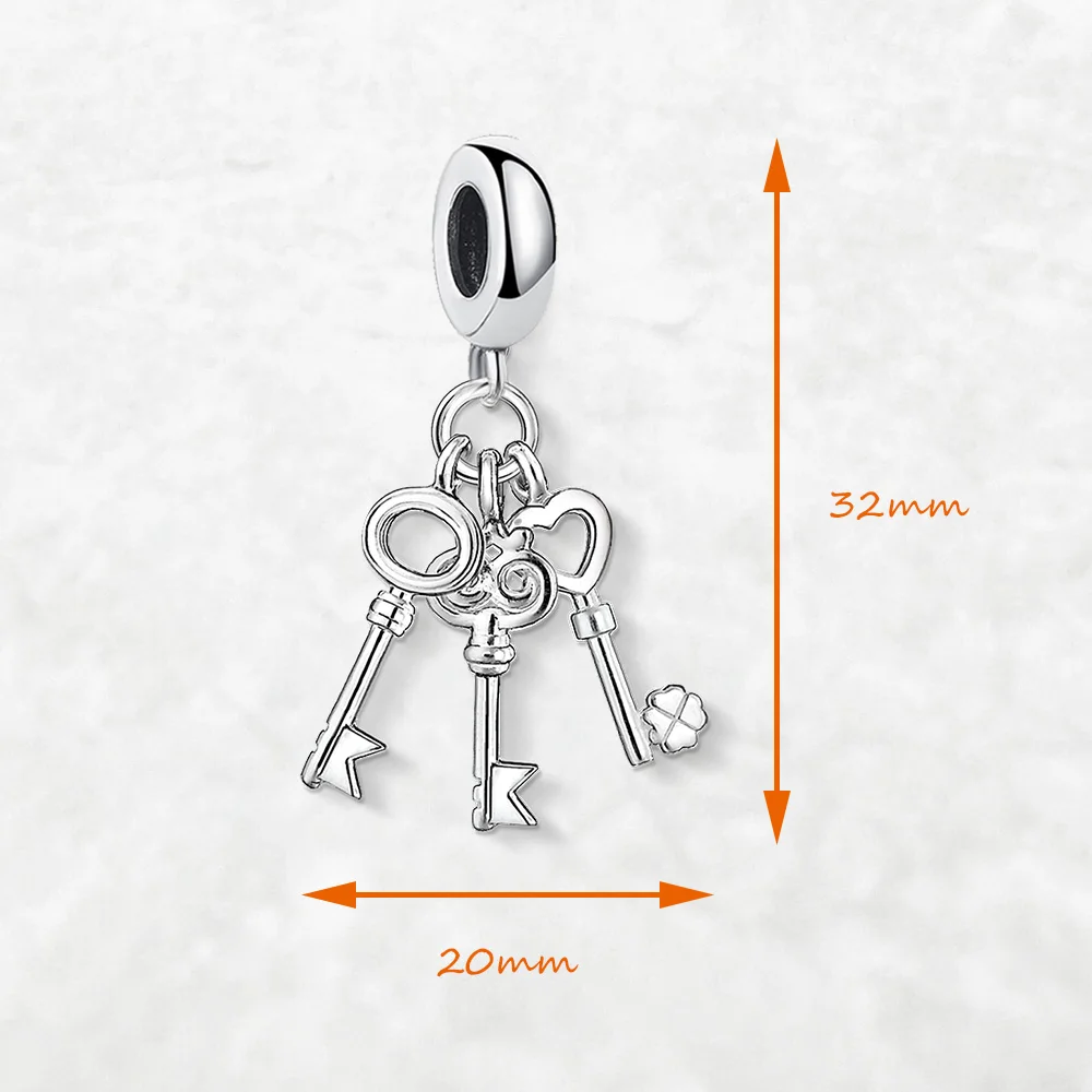 Love Keys Pendant Dangle Charm For Women New 925 Sterling Silver Romantic Fine Jewelry Gift