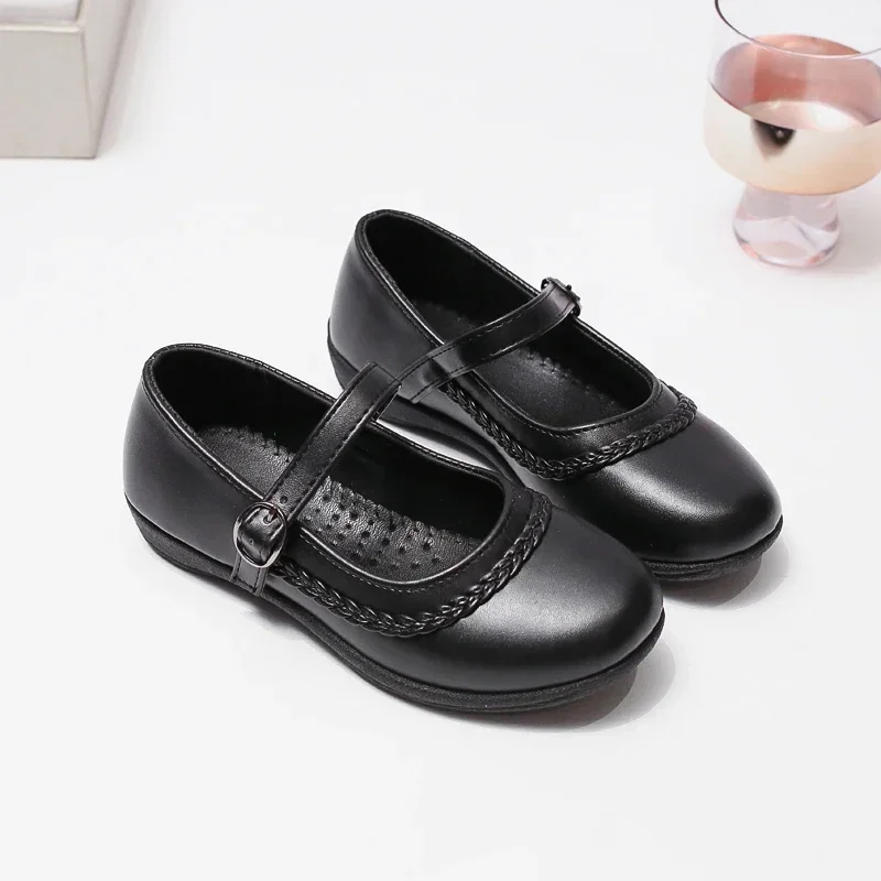 2024 Children Leather Shoes for Girls Spring New Fashion Korean Style Soft Bottom Anti-slippery Versatile Chic Princess Shoes