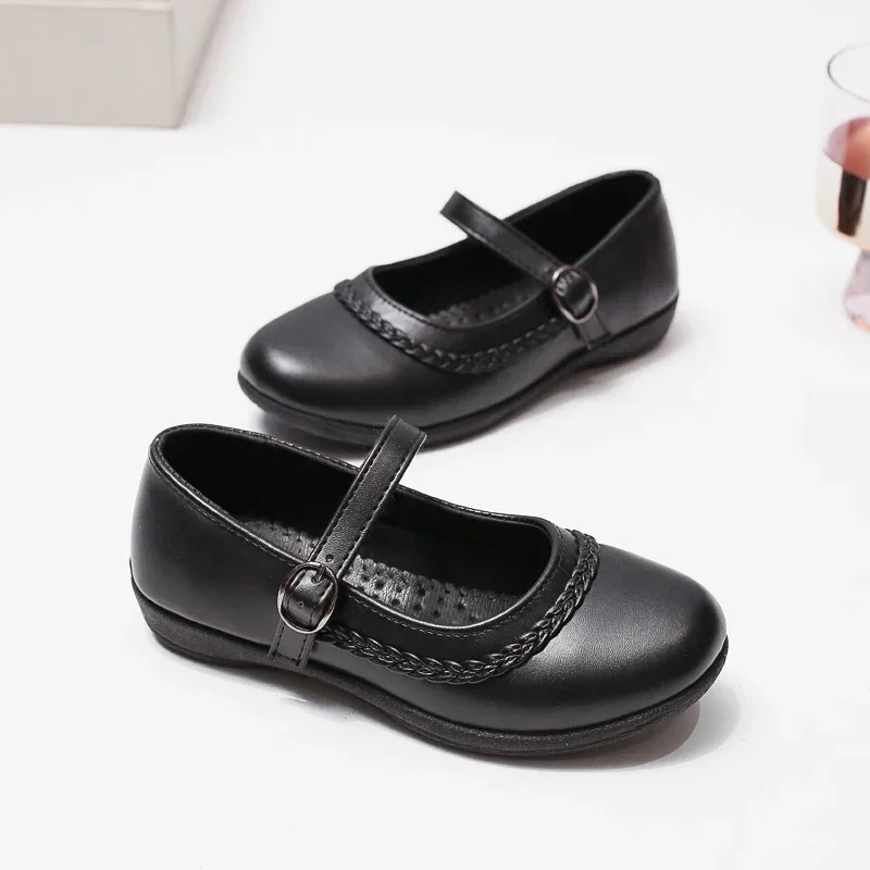 2024 Children Leather Shoes for Girls Spring New Fashion Korean Style Soft Bottom Anti-slippery Versatile Chic Princess Shoes