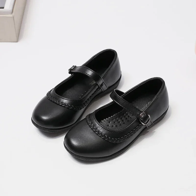 2024 Children Leather Shoes for Girls Spring New Fashion Korean Style Soft Bottom Anti-slippery Versatile Chic Princess Shoes