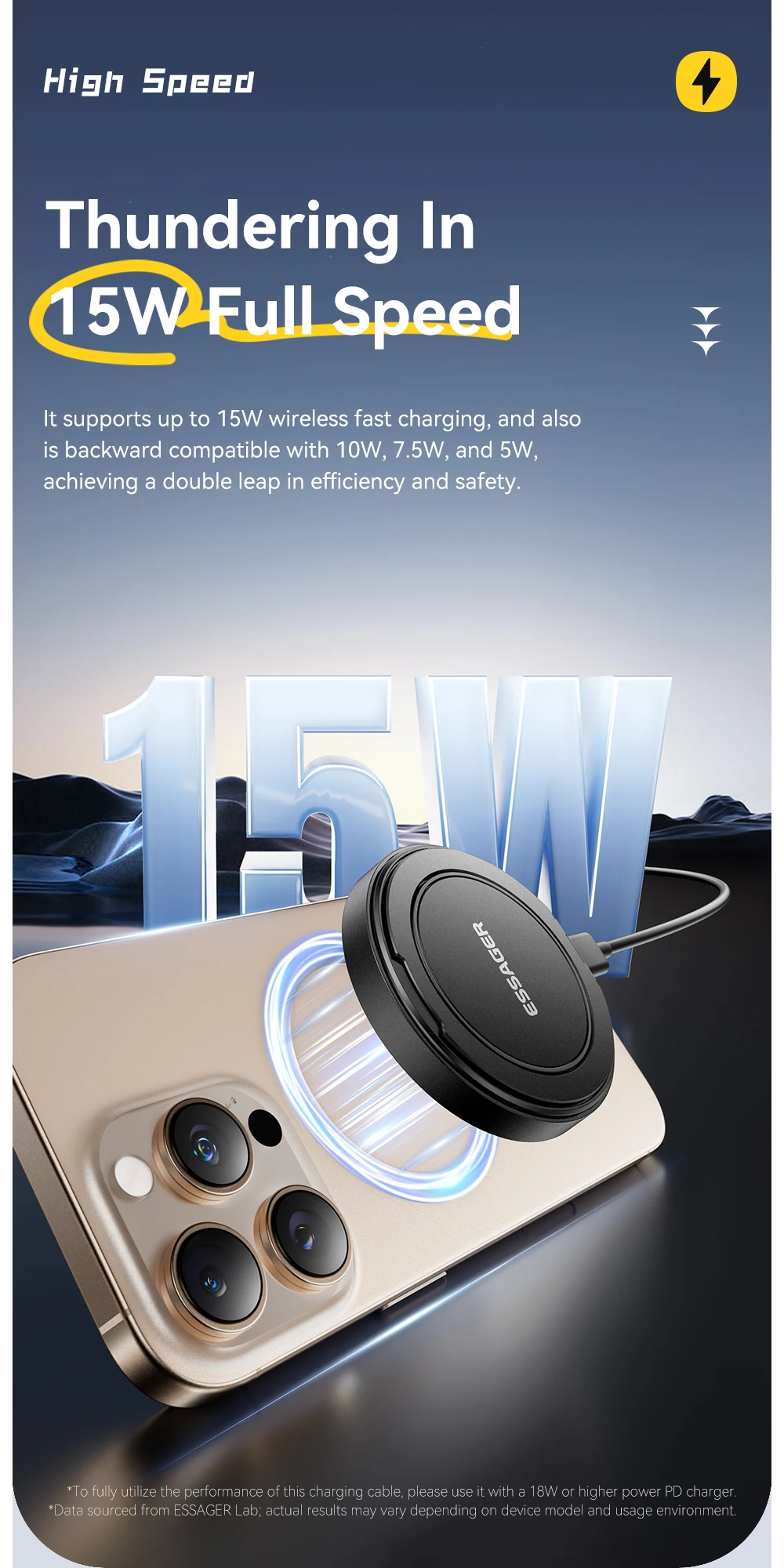 Essager Magnetic Wireless Charger With Holder 15W Fast Charging For IPhone17 16 15 14Pro Max Airpods Mini Wireless Phone Charger