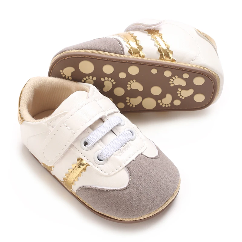 Infant Toddler Casual Sneakers - Fashion Minimalist Stripe Pattern, Non-Slip Rubber Sole Soft Fabric Insole Low Top PU Upper Dai