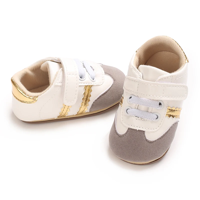 Infant Toddler Casual Sneakers - Fashion Minimalist Stripe Pattern, Non-Slip Rubber Sole Soft Fabric Insole Low Top PU Upper Dai