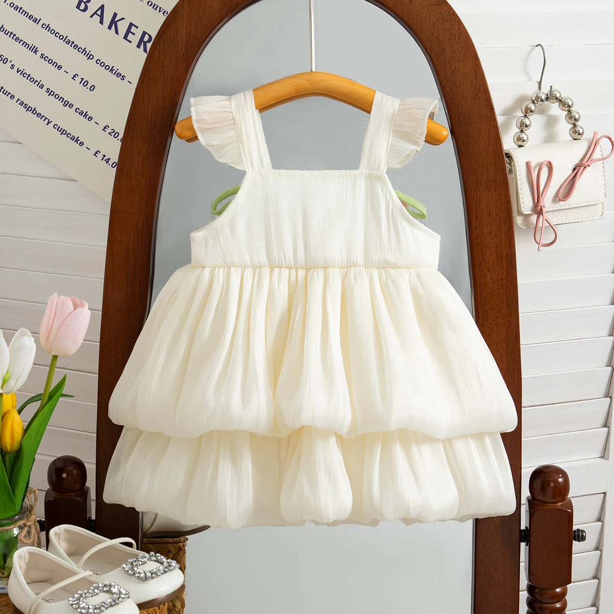 Summer New Pink Tulip Baby Girl Dress, Sweet Princess Style Wedding Party Children'S Sleeveless Clothes (9 Months -3 Years Old)