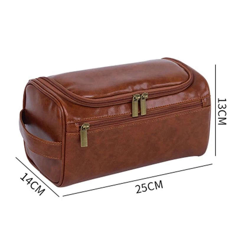Men PU Vintage Luxury Toiletry Bag Travel Necessary Business Cosmetic Makeup Cases Male Hanging Storage Organizer Wash Bags