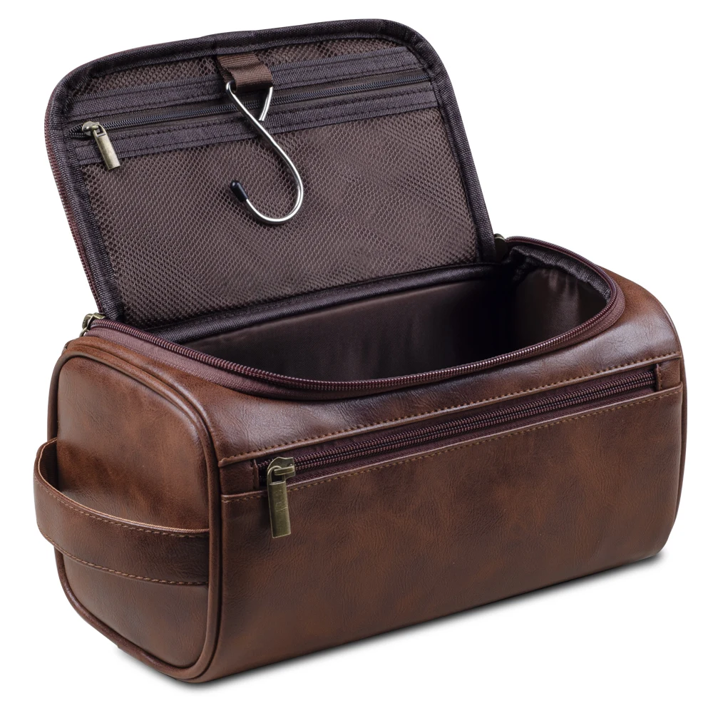 Men PU Vintage Luxury Toiletry Bag Travel Necessary Business Cosmetic Makeup Cases Male Hanging Storage Organizer Wash Bags
