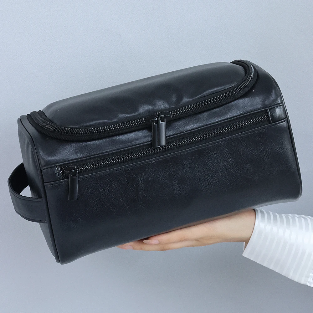 Men PU Vintage Luxury Toiletry Bag Travel Necessary Business Cosmetic Makeup Cases Male Hanging Storage Organizer Wash Bags