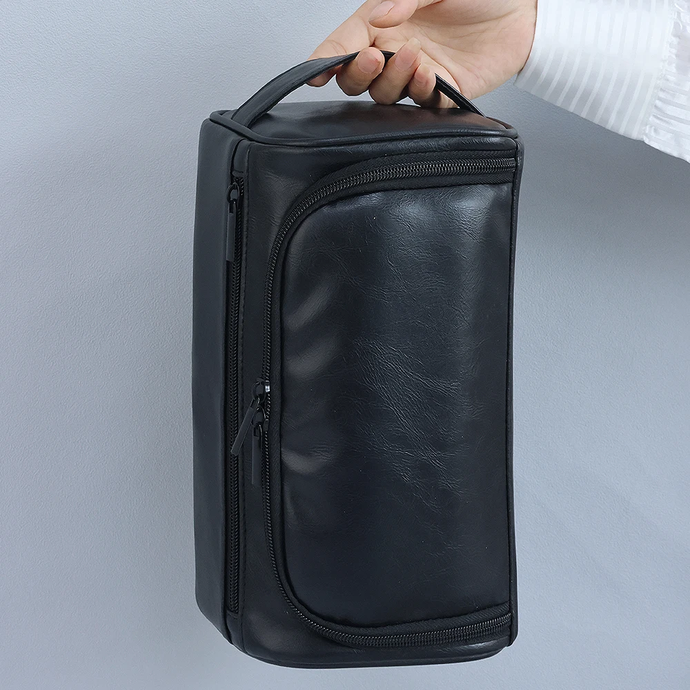 Men PU Vintage Luxury Toiletry Bag Travel Necessary Business Cosmetic Makeup Cases Male Hanging Storage Organizer Wash Bags