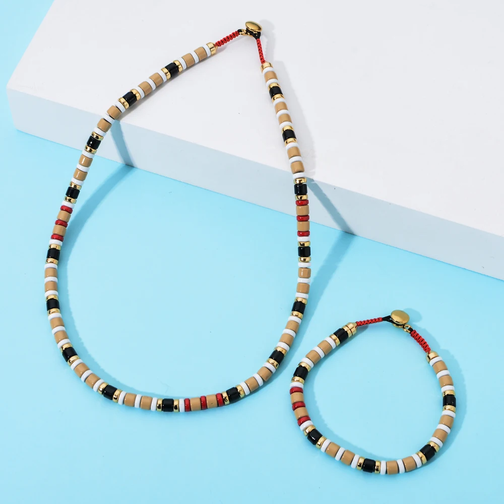 ZMZY New Tube Seed Beads Enamel Necklace For Womne Colorful Beaded Jewelry Heavy Metal Necklace Bracelets Jewelry Wholesale
